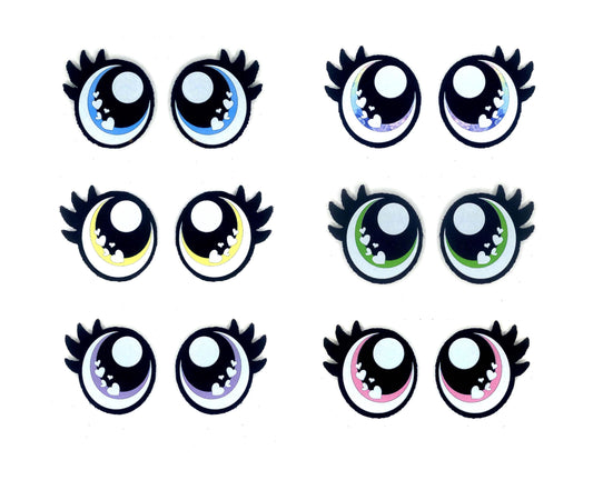 6 Pack of Heart Felt Eyes for Amigurumi, with Lashes, Hearts, Valentine, Multiple Sizes Available
