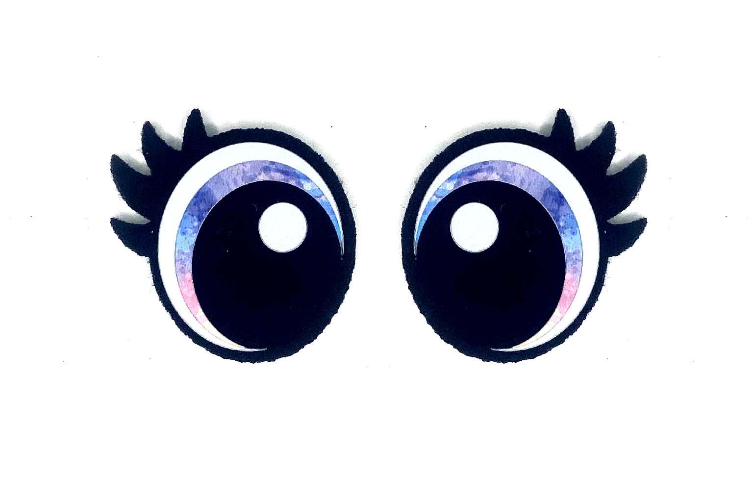 6 Pack Kawaii Felt Eyes with Lashes: Amigurumi Crochet Doll Eyes - Multiple Sizes
