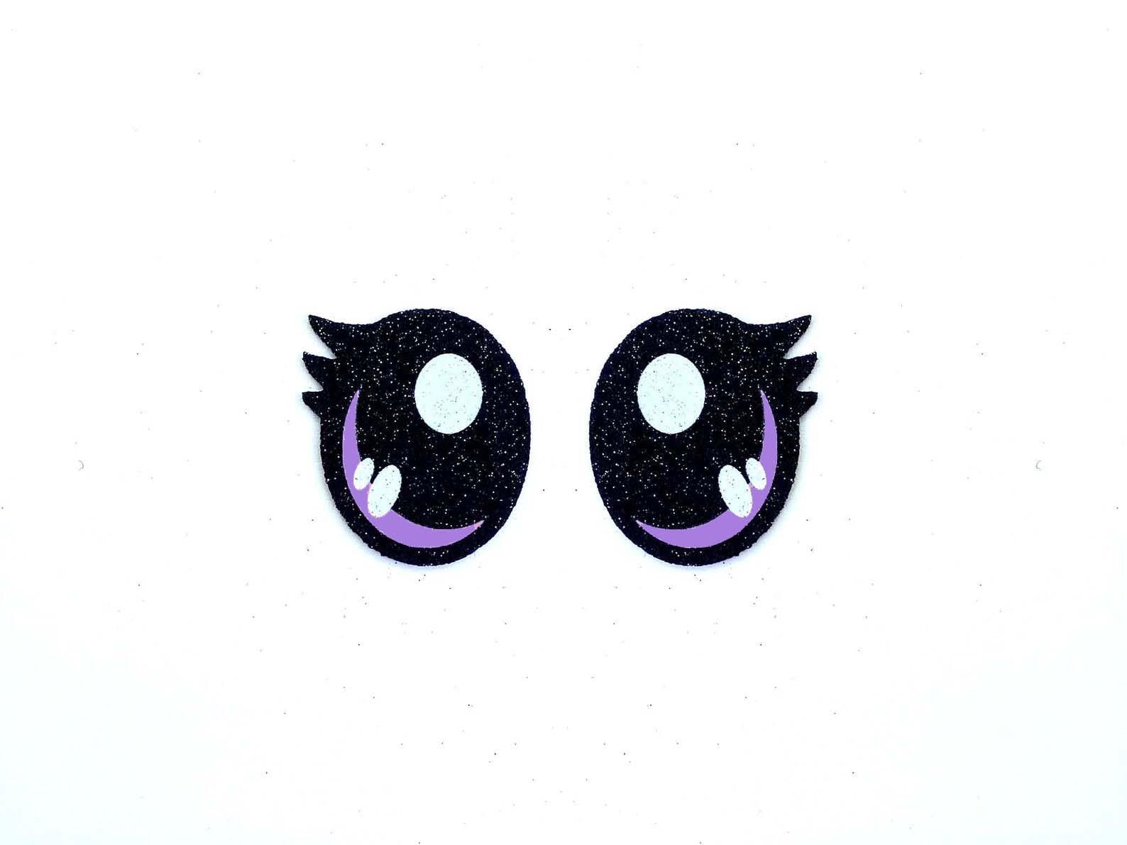 6 Pack of Glitter Felt Eyes for Amigurumi, with Lashes, Multiple Sizes Available