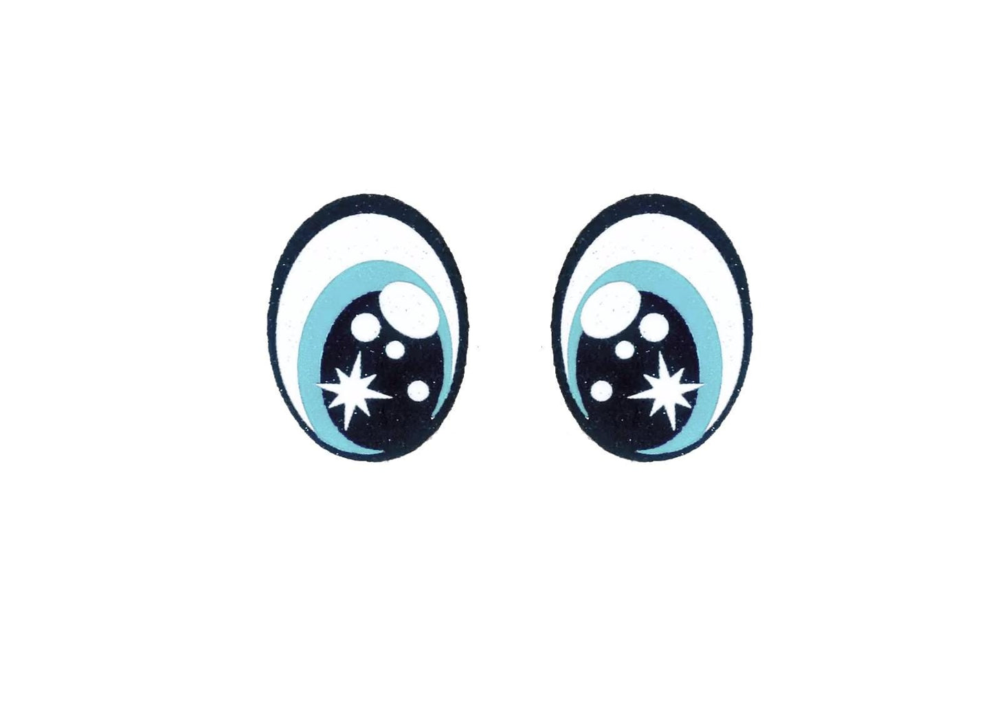 6 Pack of Oval Glitter Felt Eyes For Amigurumi Multiple Sizes Available