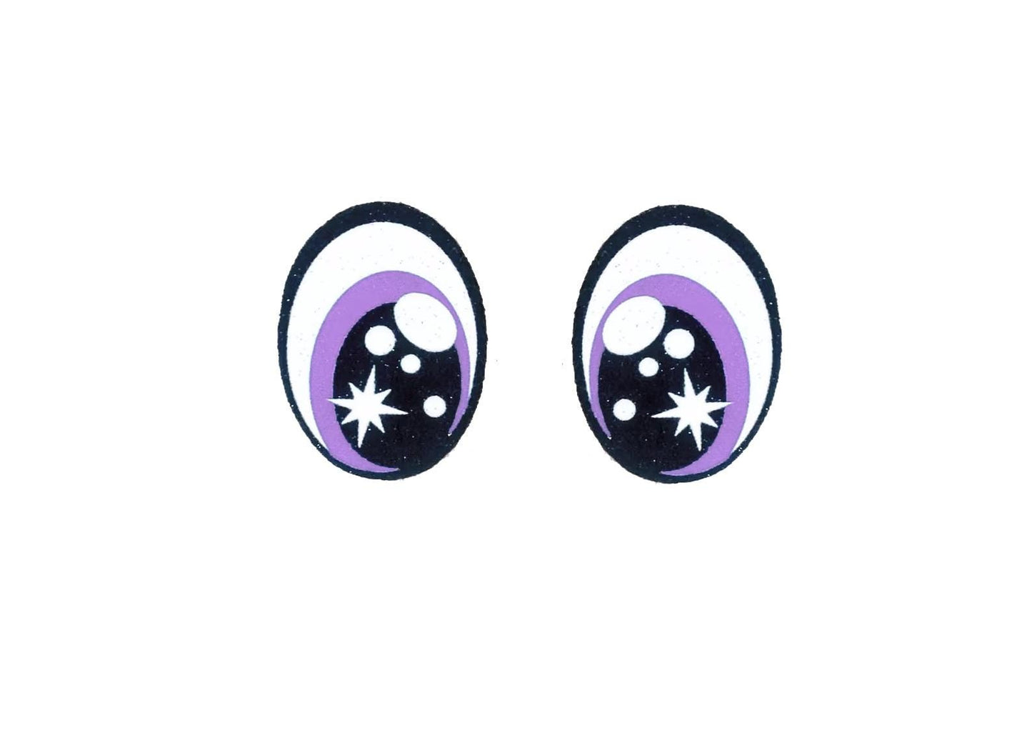 6 Pack of Oval Glitter Felt Eyes For Amigurumi Multiple Sizes Available