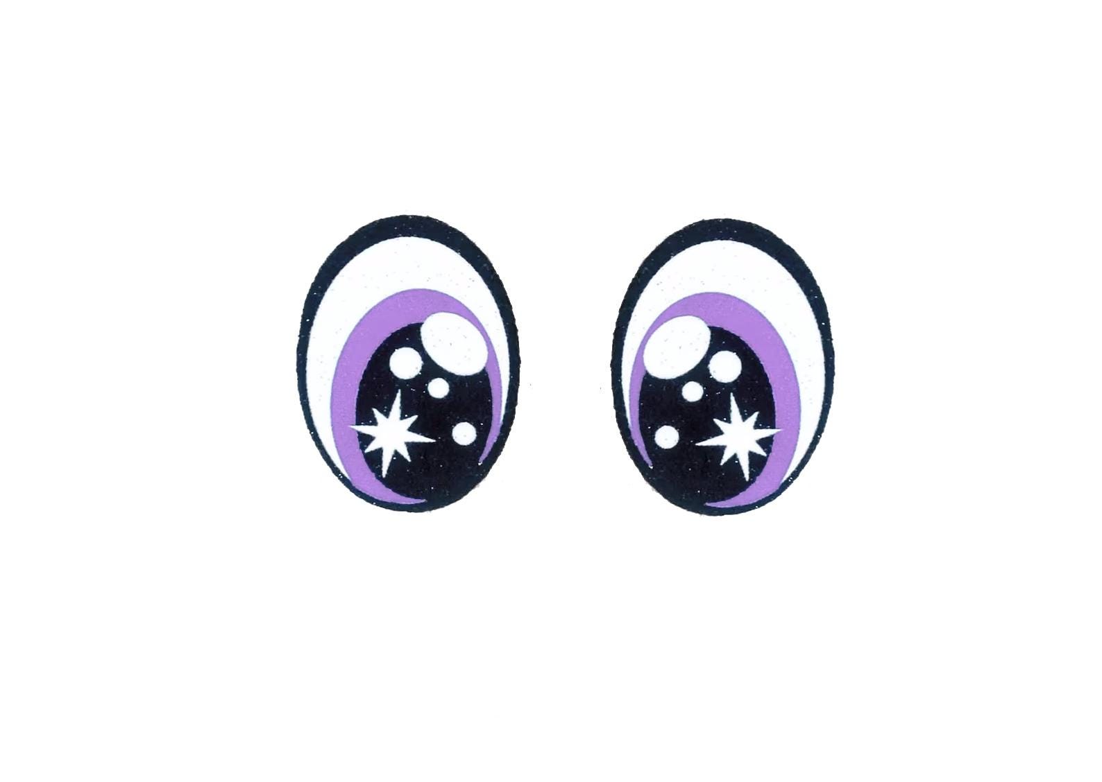 6 Pack of Oval Glitter Felt Eyes For Amigurumi Multiple Sizes Available