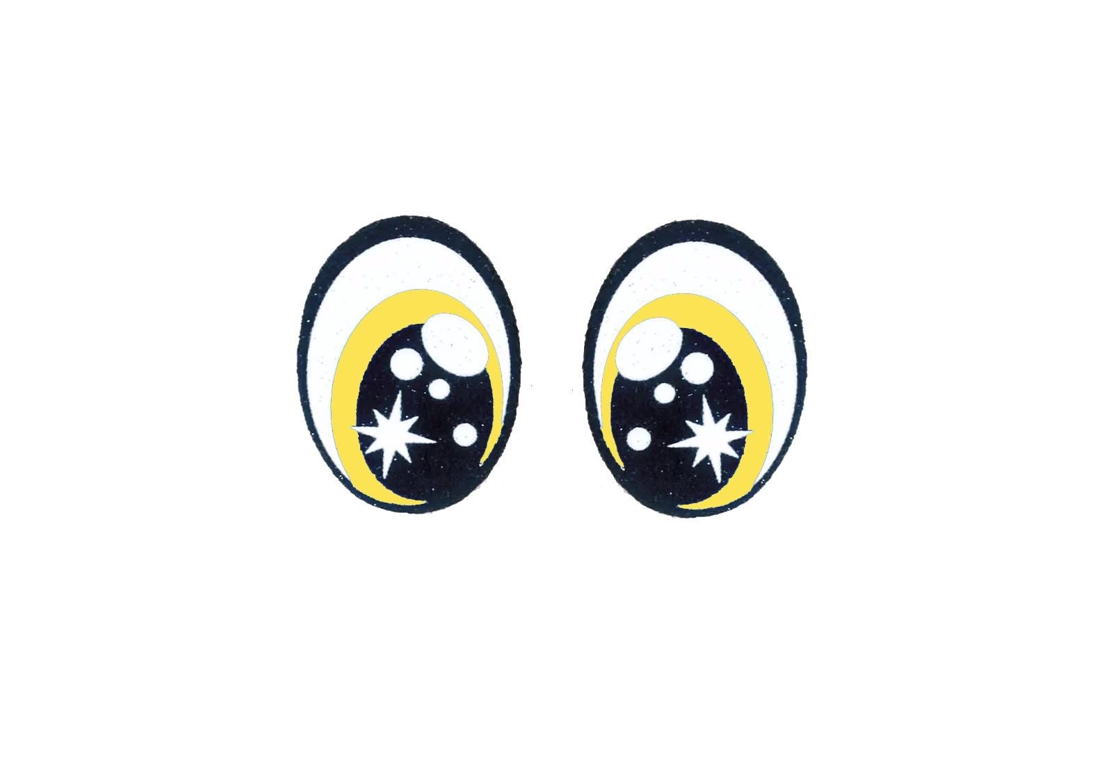 6 Pack of Oval Glitter Felt Eyes For Amigurumi Multiple Sizes Available