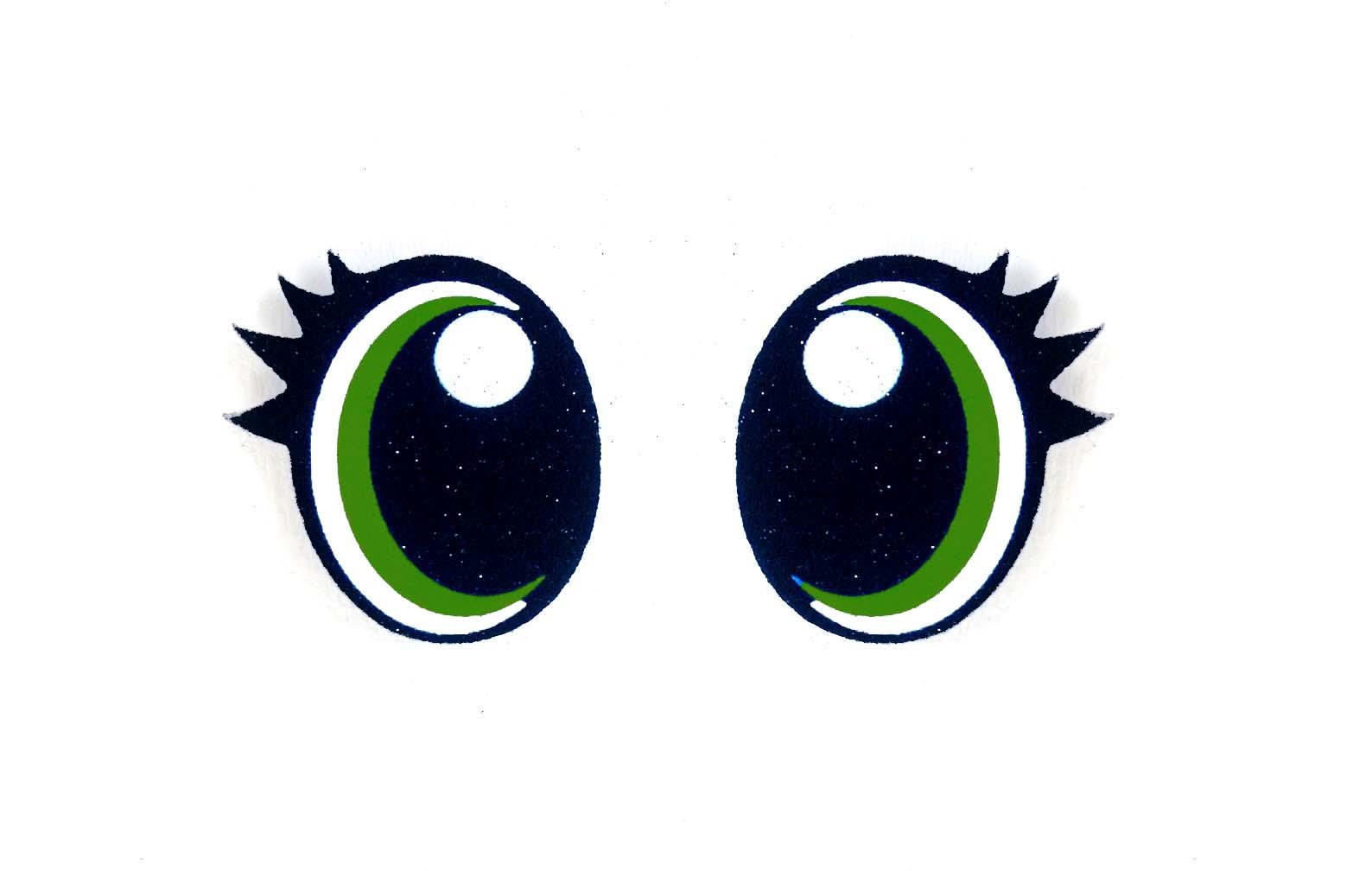 6 Pack of Glitter Felt Eyes for Amigurumi, With Lashes, Multiple Sizes Available