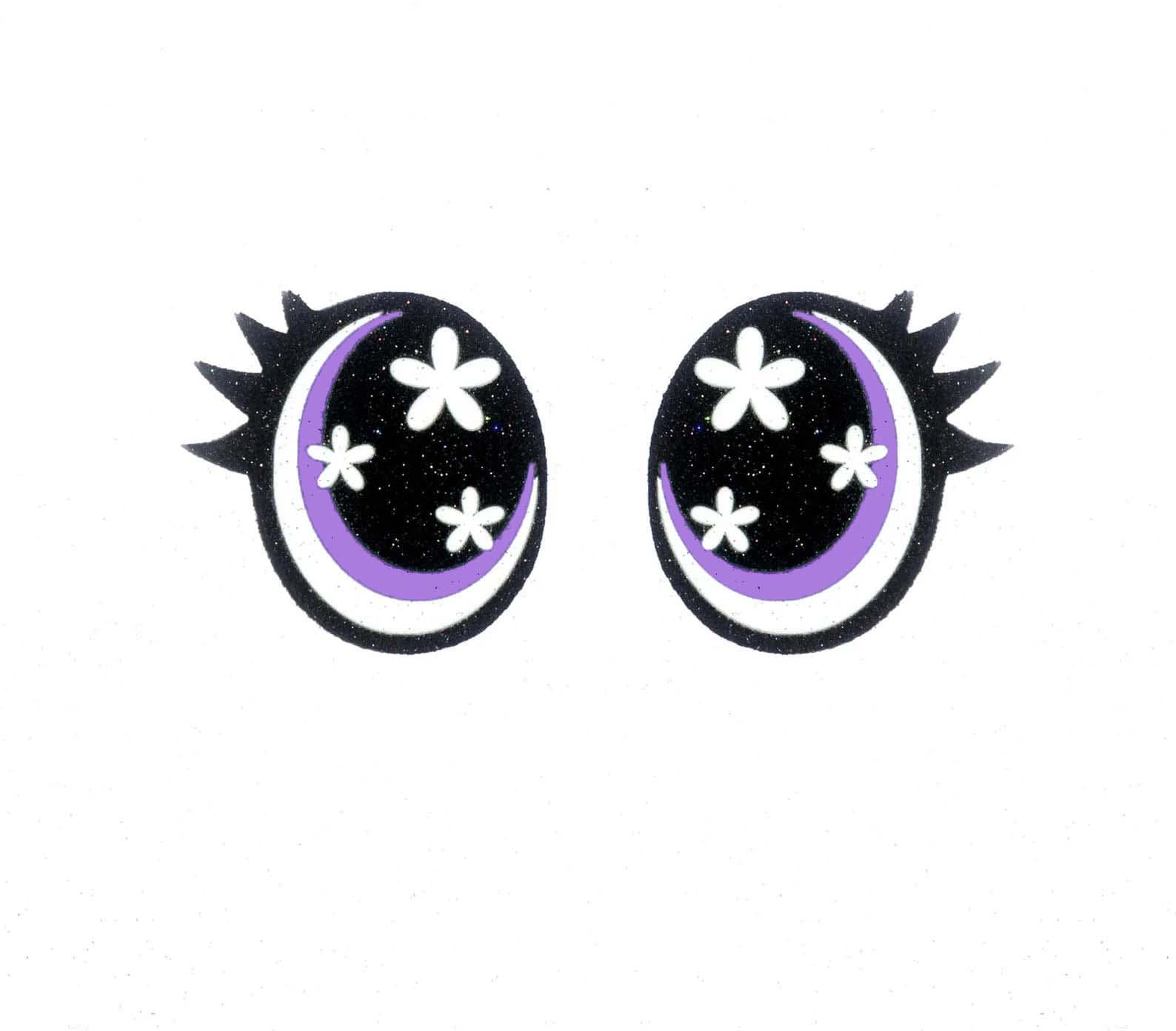 6 Pack of Oval Flower Glitter Felt Eyes for Amigurumi Multiple Sizes Available
