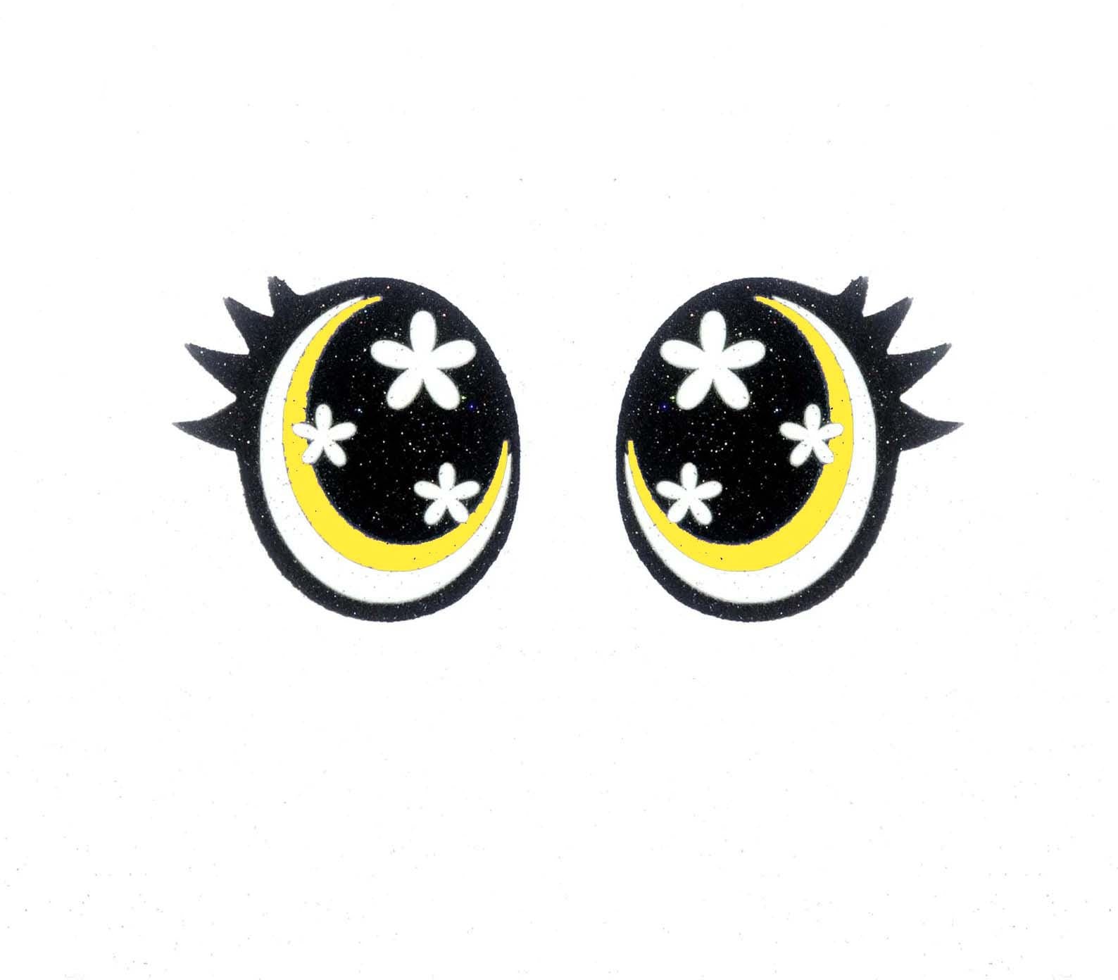 6 Pack of Oval Flower Glitter Felt Eyes for Amigurumi Multiple Sizes Available