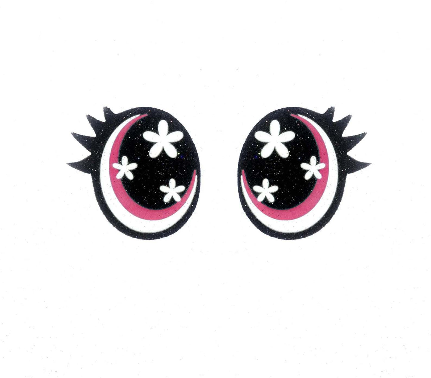 6 Pack of Oval Flower Glitter Felt Eyes for Amigurumi Multiple Sizes Available