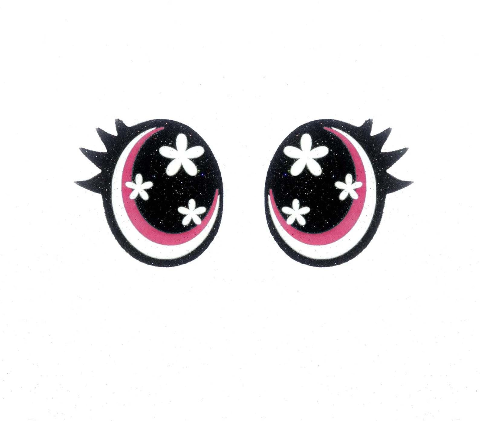 6 Pack of Oval Flower Glitter Felt Eyes for Amigurumi Multiple Sizes Available