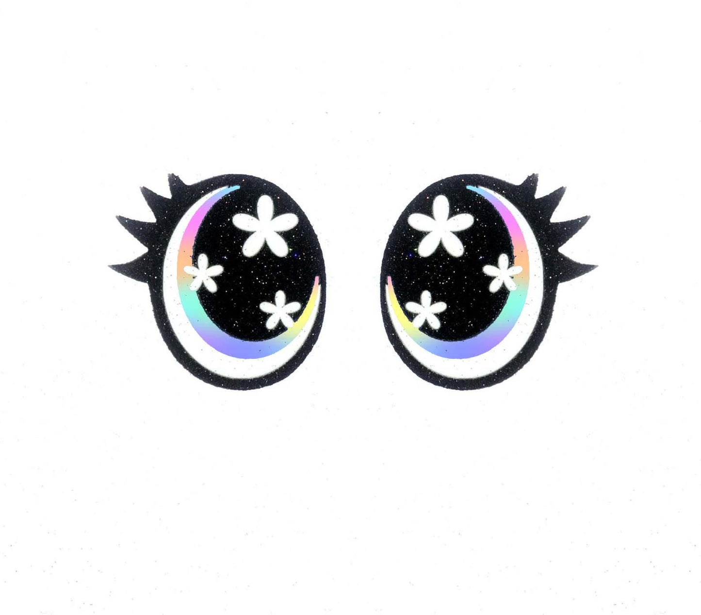 6 Pack of Oval Flower Glitter Felt Eyes for Amigurumi Multiple Sizes Available