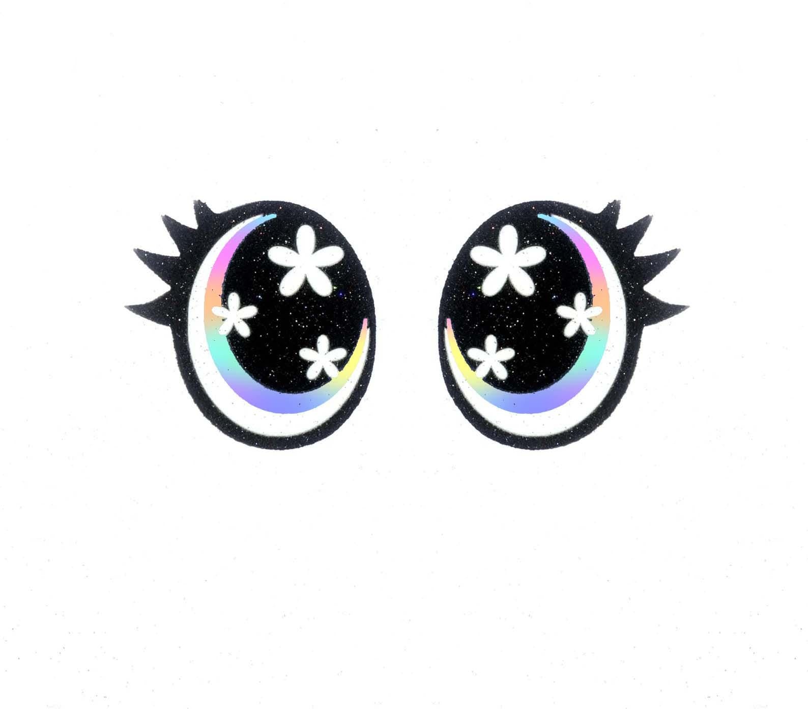 6 Pack of Oval Flower Glitter Felt Eyes for Amigurumi Multiple Sizes Available