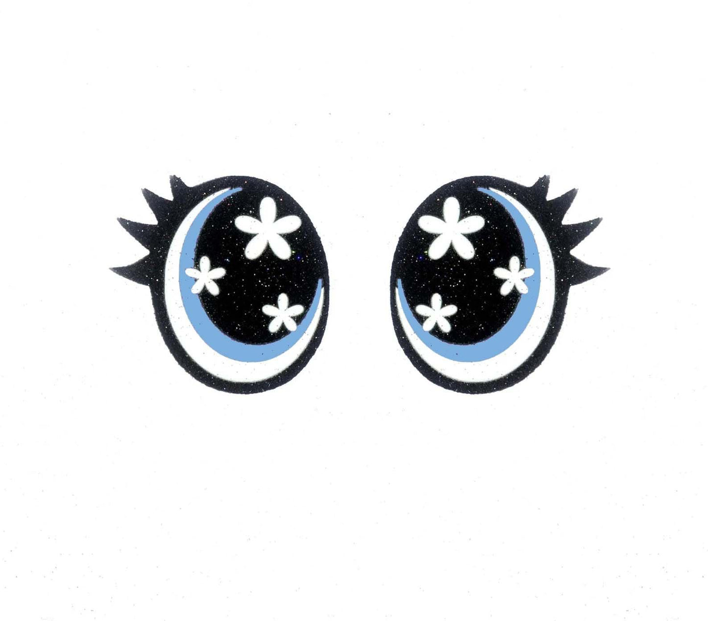6 Pack of Oval Flower Glitter Felt Eyes for Amigurumi Multiple Sizes Available