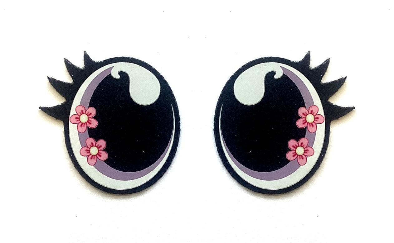 6 Pack of Flower Felt Eyes for Amigurumi, with Lashes, Multiple Sizes Available