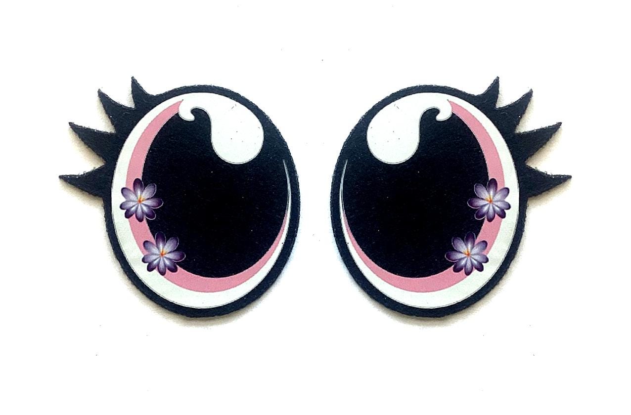 6 Pack of Flower Felt Eyes for Amigurumi, with Lashes, Multiple Sizes Available