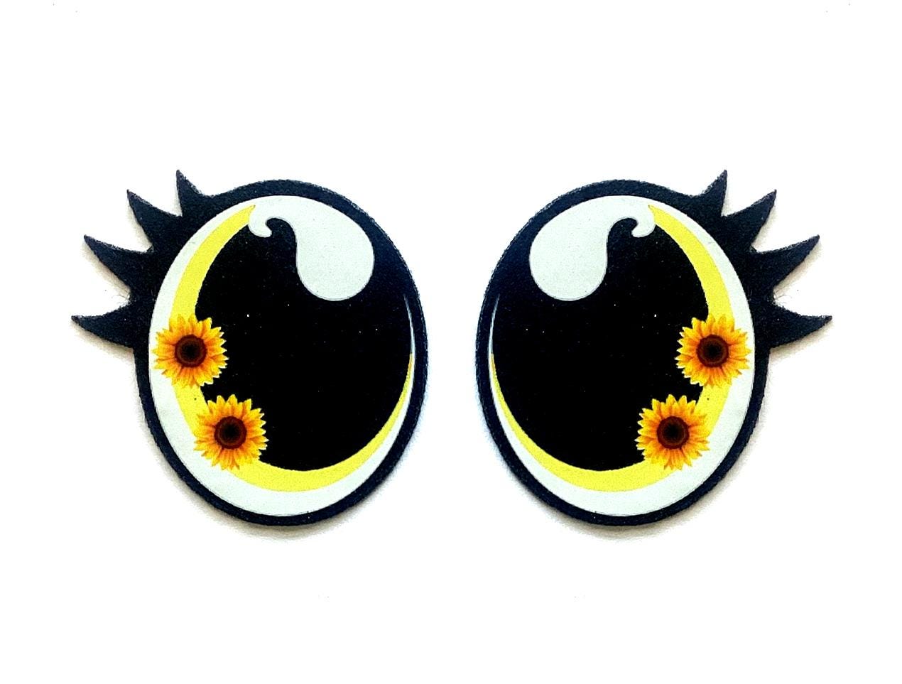 6 Pack of Flower Felt Eyes for Amigurumi, with Lashes, Multiple Sizes Available
