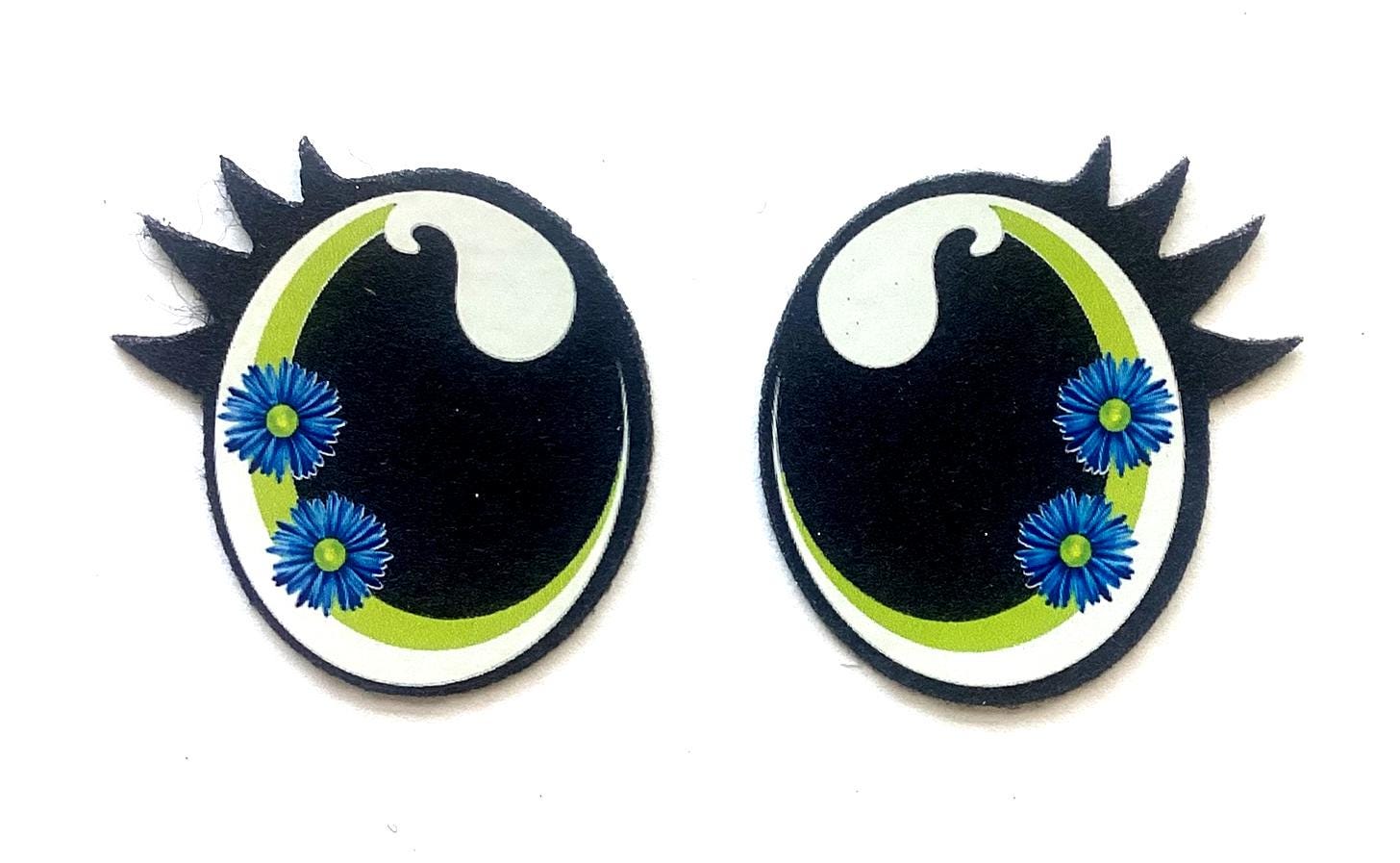 6 Pack of Flower Felt Eyes for Amigurumi, with Lashes, Multiple Sizes Available
