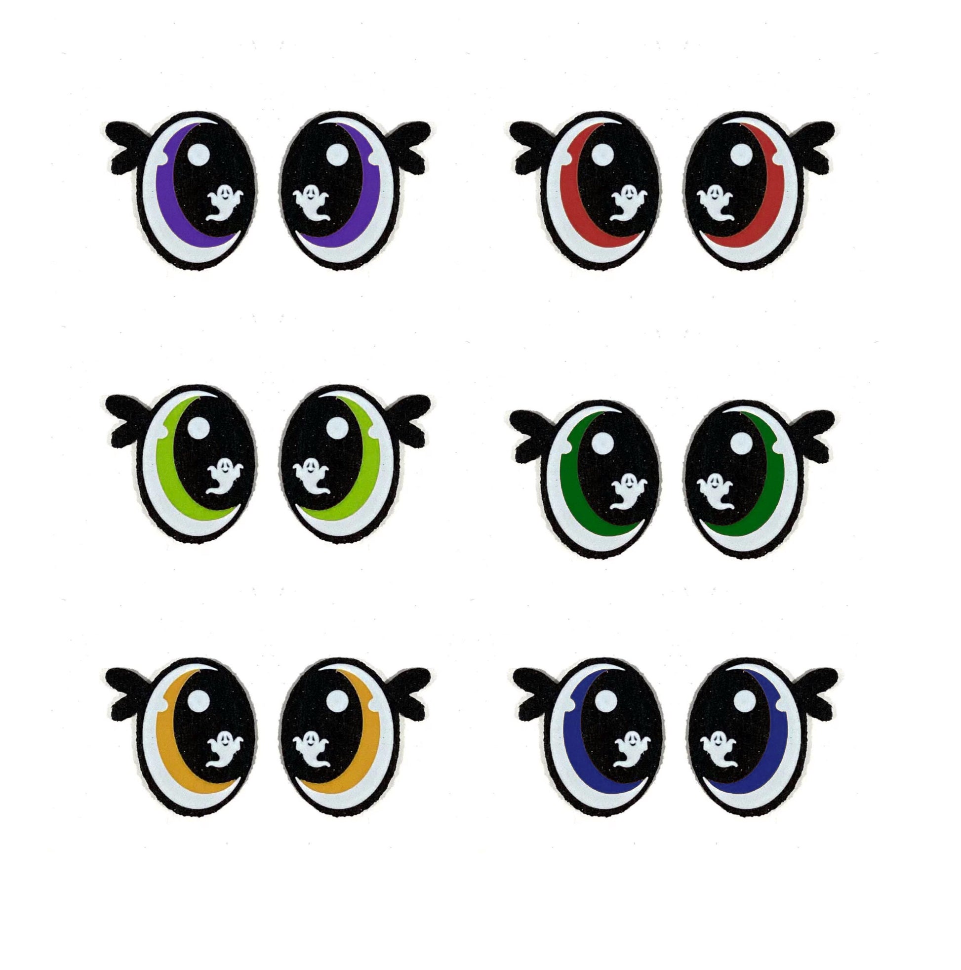 6 Pack of Halloween Felt Eyes for Amigurumi, with Lashes, Multiple Sizes Available