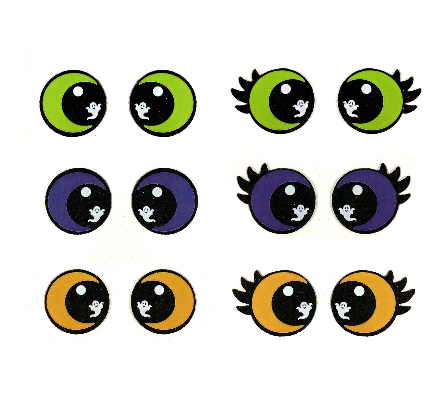 6 Pairs of Halloween Felt Amigurumi Eyes: With/Without Lashes