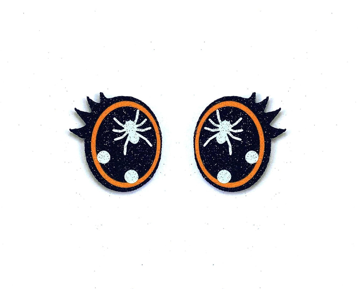 3 Pack of Orange Halloween Spider Glitter Felt Eyes