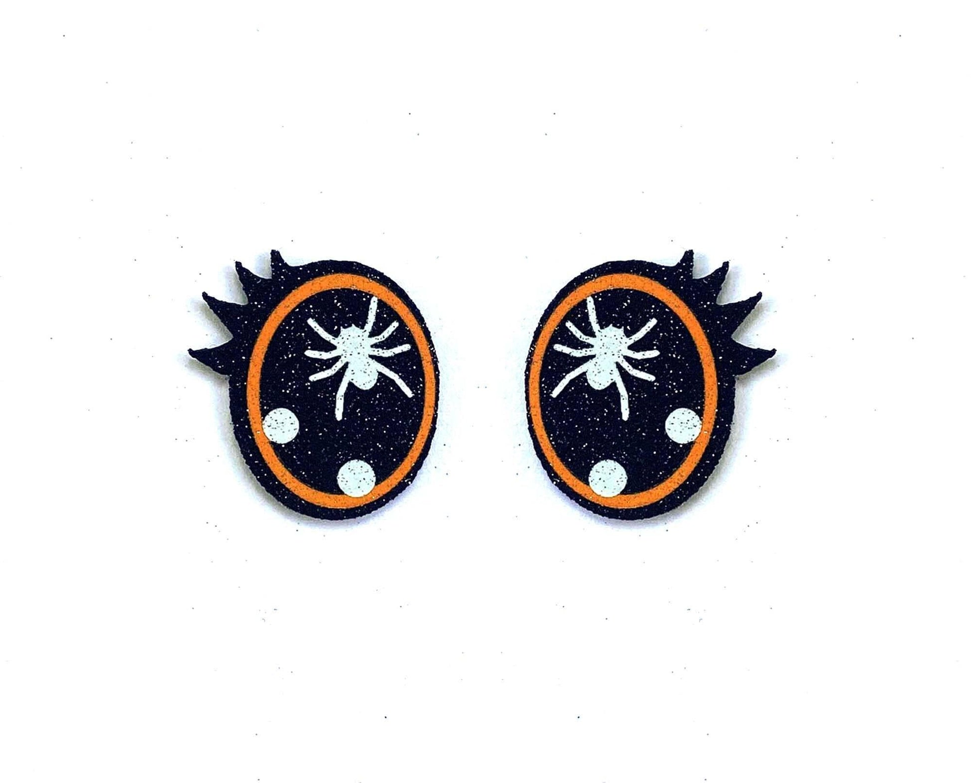 3 Pack of Orange Halloween Spider Glitter Felt Eyes