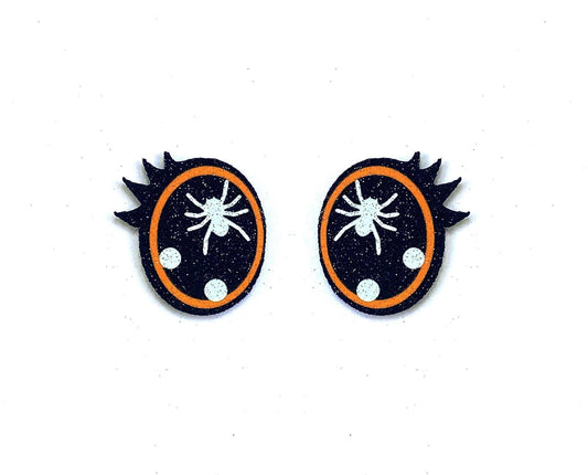 3 Pack of Orange Halloween Spider Glitter Felt Eyes