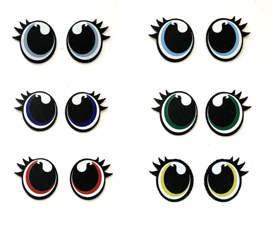 3 Pack of Oval Felt Eyes for Amigurumi, with Lashes, Multiple Sizes Available