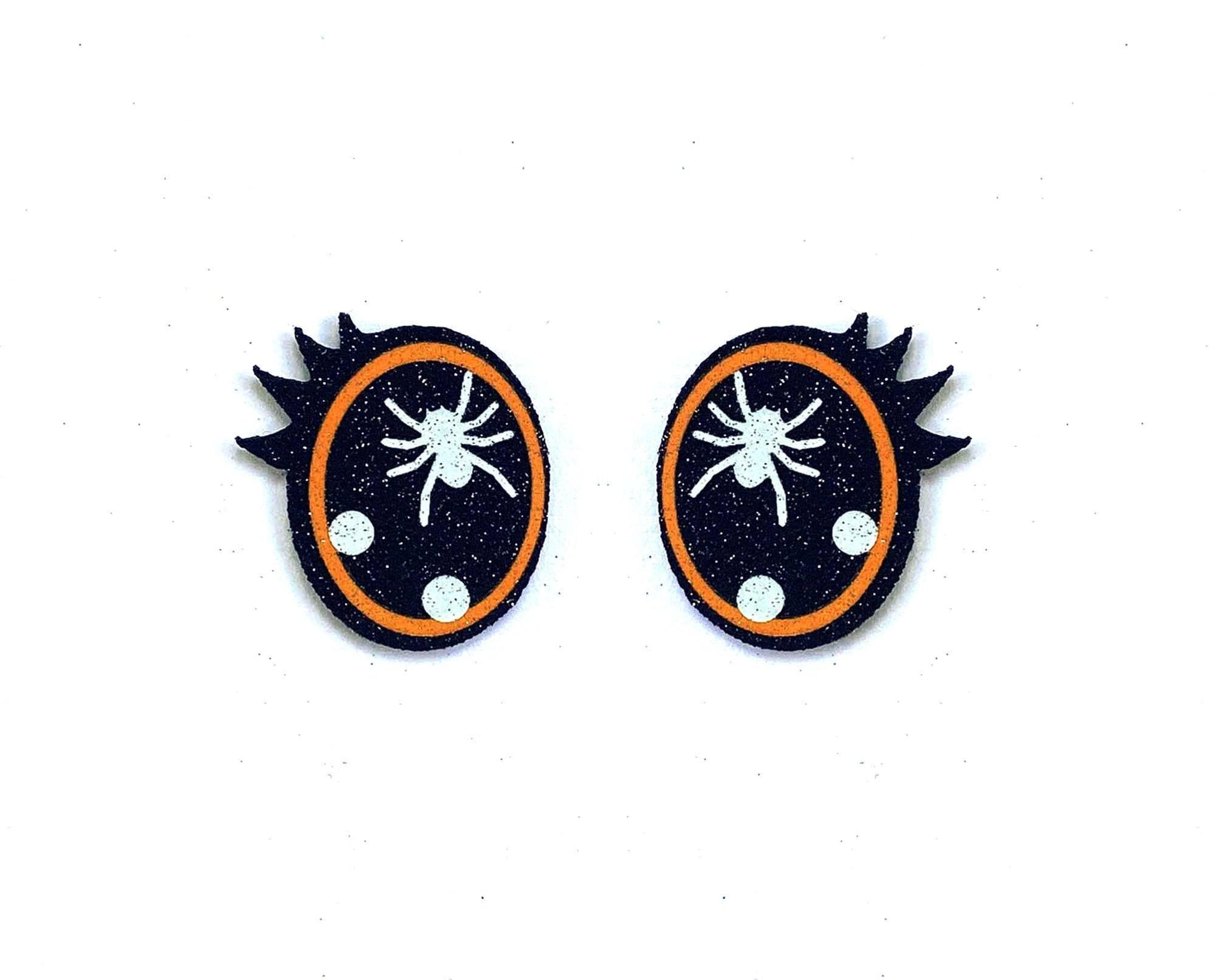 3 Pack of Orange Halloween Spider Glitter Felt Eyes
