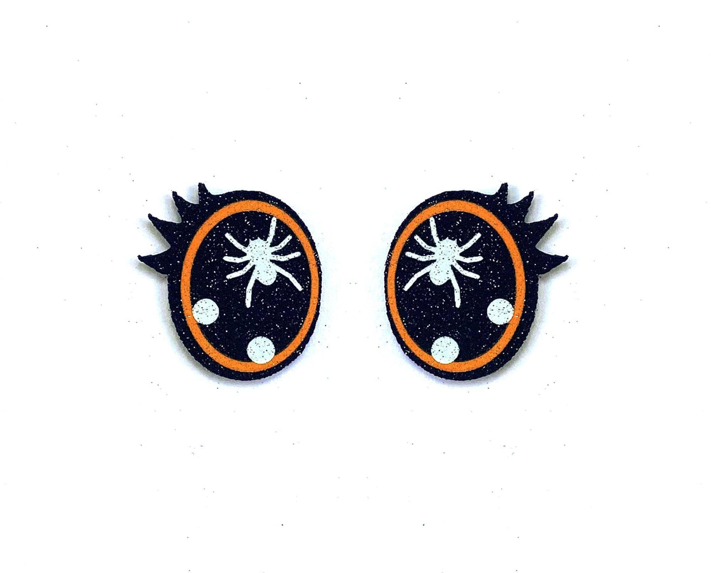 3 Pack of Orange Halloween Spider Glitter Felt Eyes