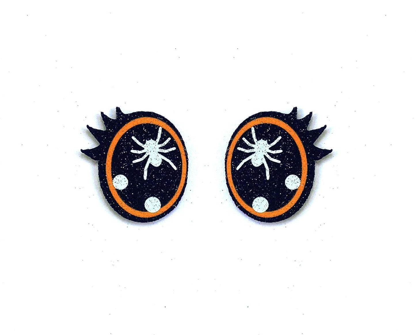 3 Pack of Orange Halloween Spider Glitter Felt Eyes