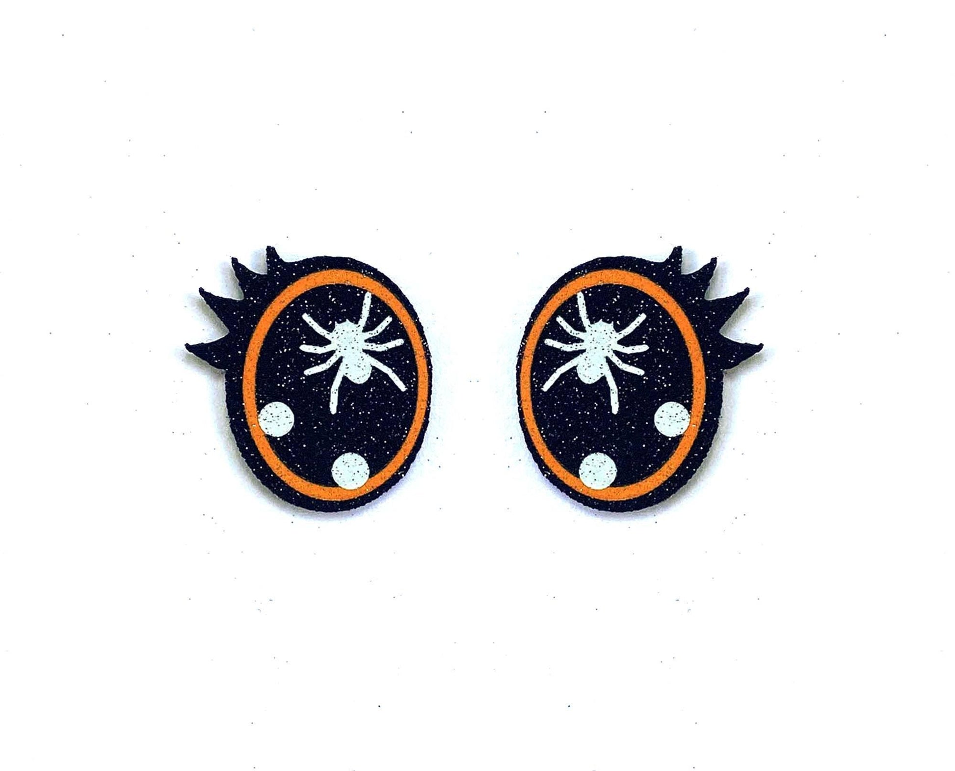 3 Pack of Orange Halloween Spider Glitter Felt Eyes