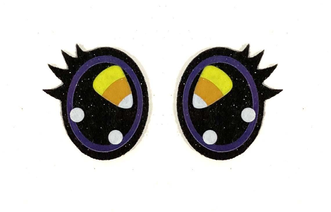 3 Pack of Candy Corn Halloween Felt Eyes for Amigurumi, with Lashes, Multiple Sizes Available