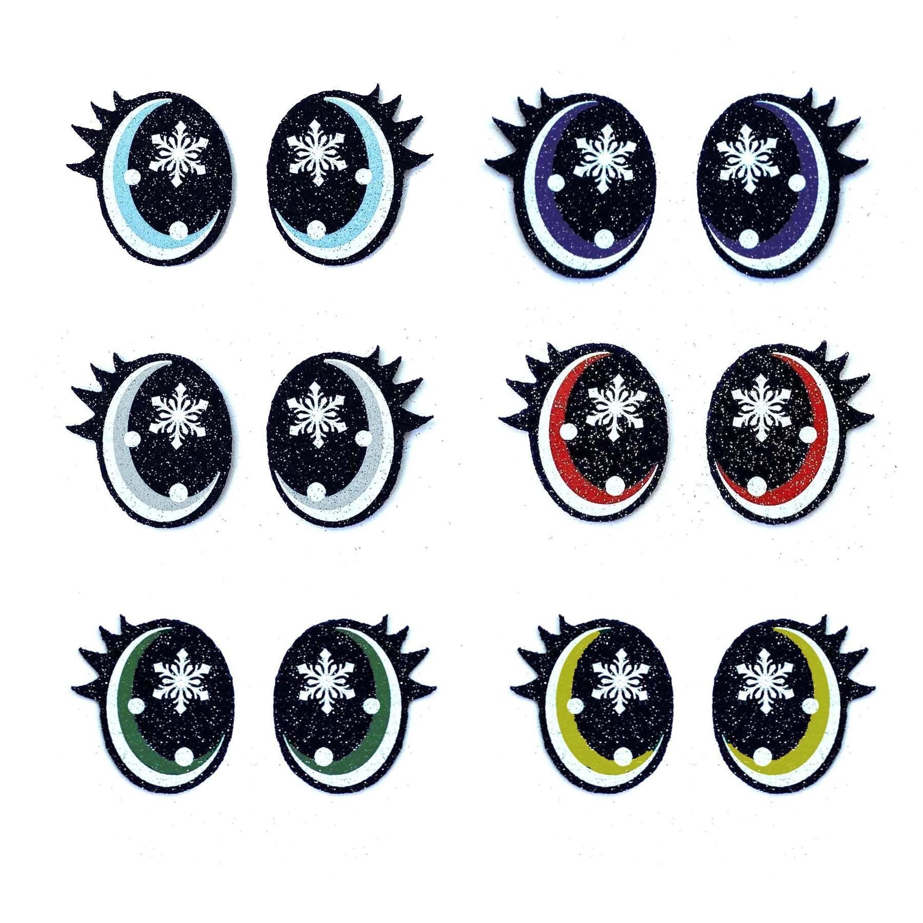 3 Pack of Snowflake Glitter Felt Eyes, with lashes, for Amigurumi Multiple Sizes Available