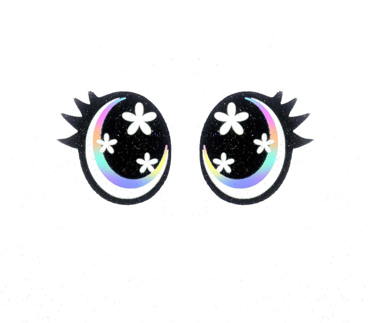 3 Pack of Glitter Felt Eyes for Amigurumi, with Lashes, Flower Eyes, Multiple Sizes Available