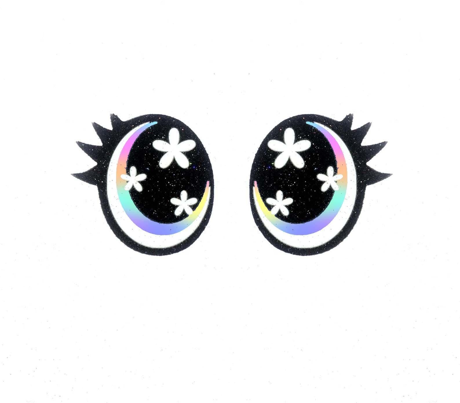 3 Pack of Glitter Felt Eyes for Amigurumi, with Lashes, Flower Eyes, Multiple Sizes Available