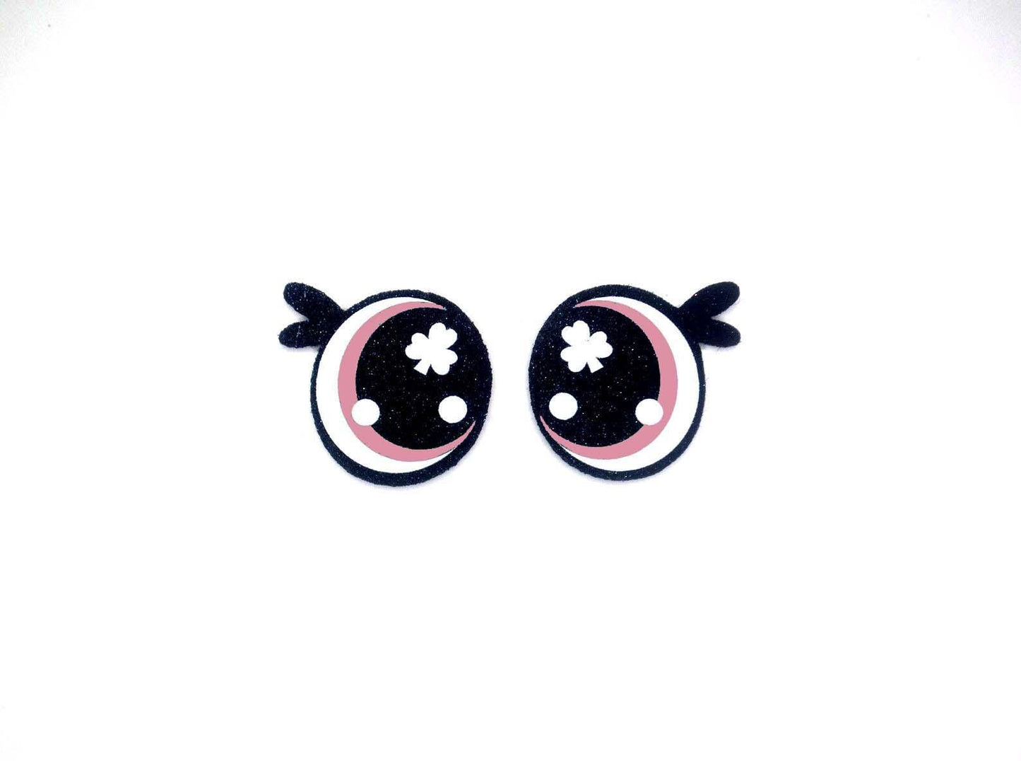 3 Pack of Shamrock Felt Eyes for Amigurumi, with Lashes, Multiple Sizes Available