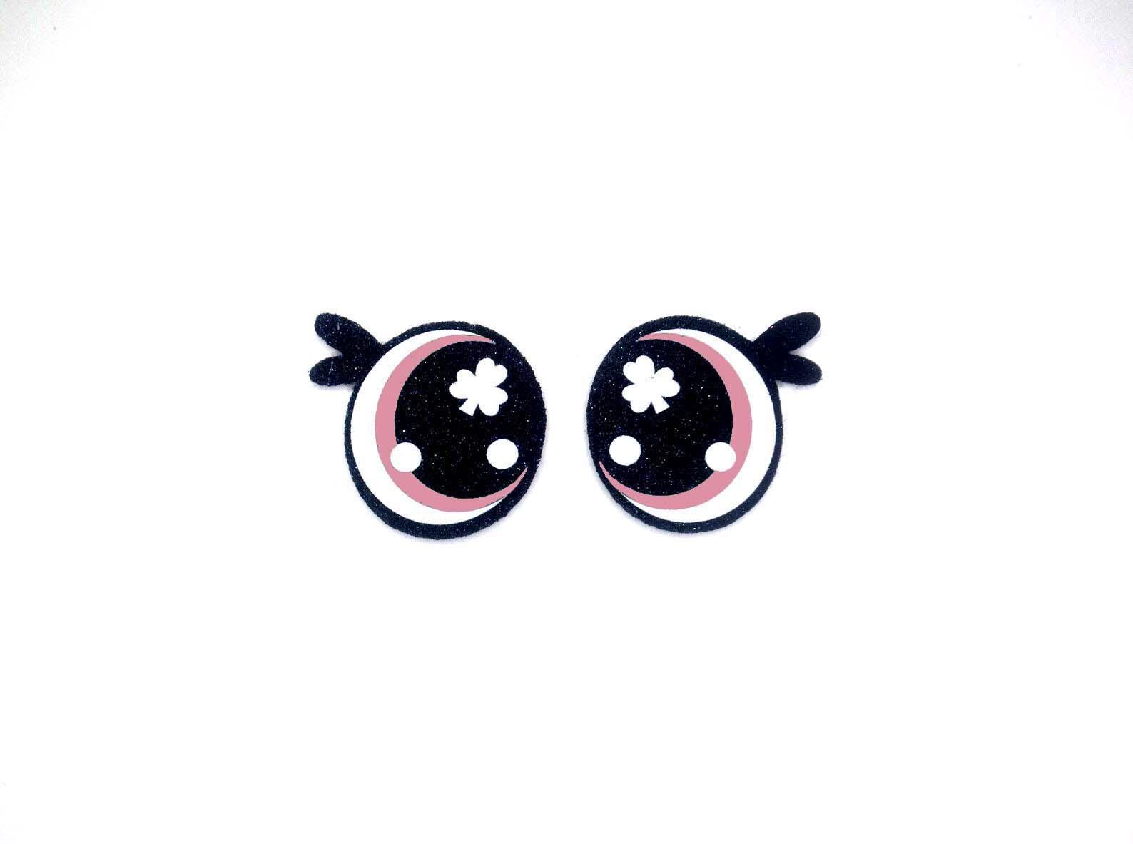 3 Pack of Shamrock Felt Eyes for Amigurumi, with Lashes, Multiple Sizes Available