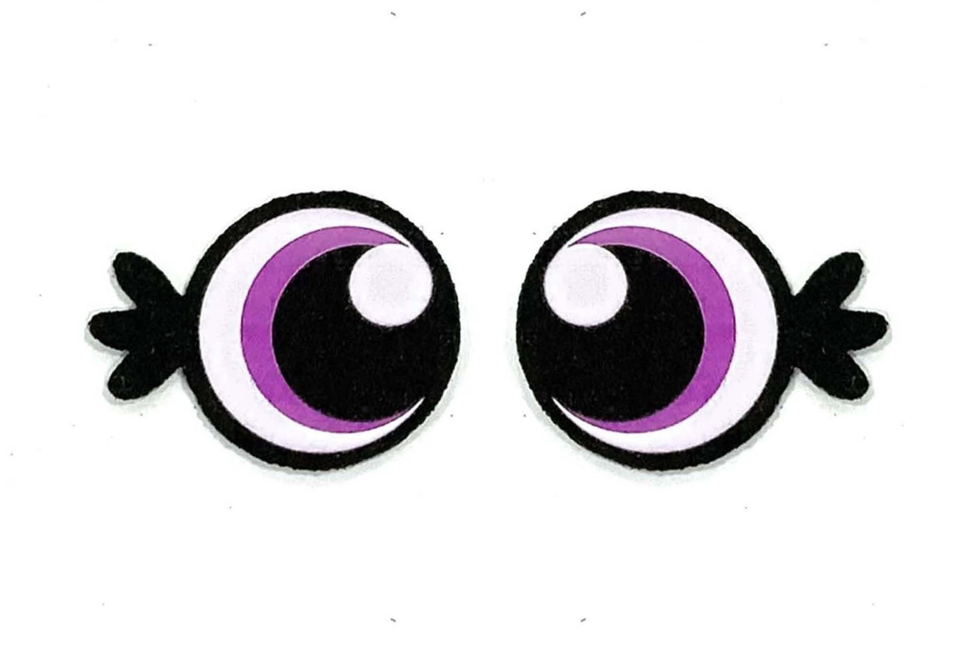 3 Pack of Round Felt Eyes for Amigurumi, with Lashes, Multiple Sizes Available