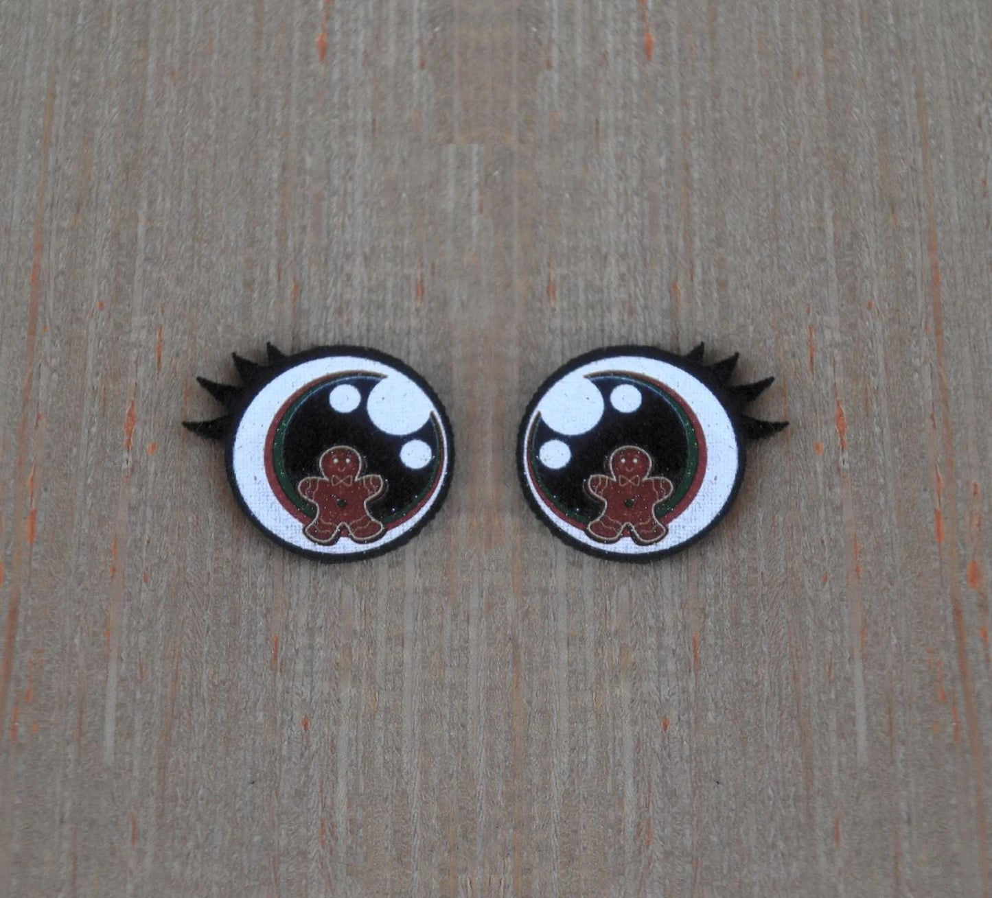3 Pack of Red Gingerbread Man Glitter Felt Eyes for Amigurumi