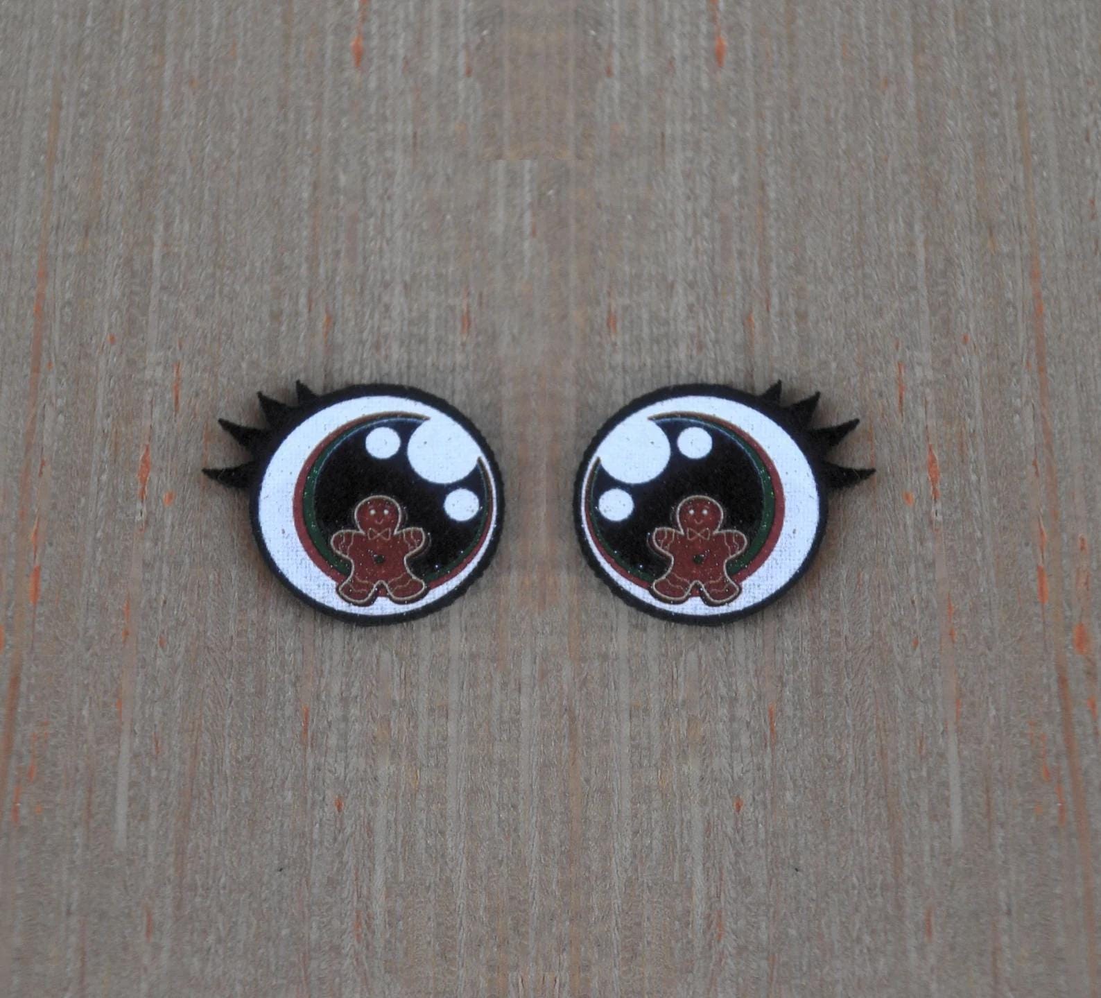 3 Pack of Red Gingerbread Man Glitter Felt Eyes for Amigurumi