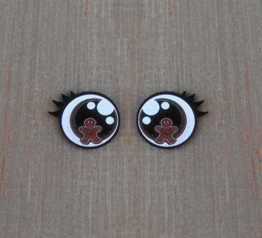 3 Pack of Red Gingerbread Man Glitter Felt Eyes for Amigurumi
