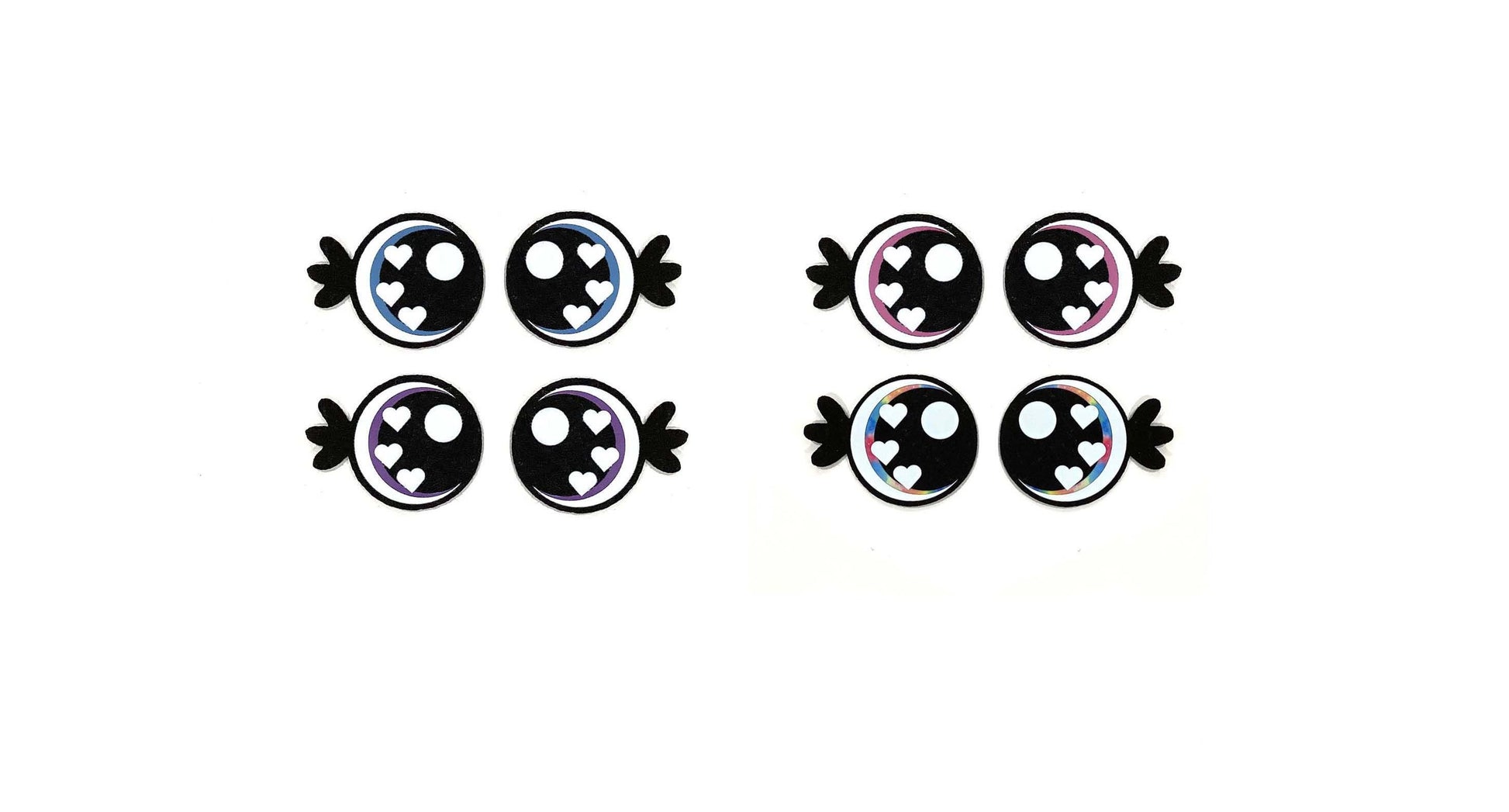 3 Pack of Round Felt Eyes for Amigurumi with Lashes, Hearts, Multiple Sizes Available