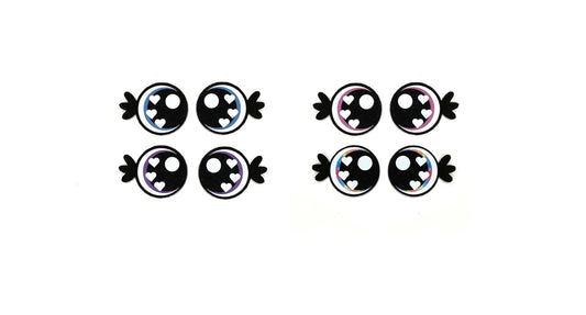 3 Pack of Round Felt Eyes for Amigurumi with Lashes, Hearts, Multiple Sizes Available
