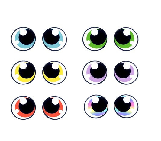 3 Pack of Round Glitter Felt Eyes for Amigurumi, Multicolor, Rainbow, Multiple Sizes Available