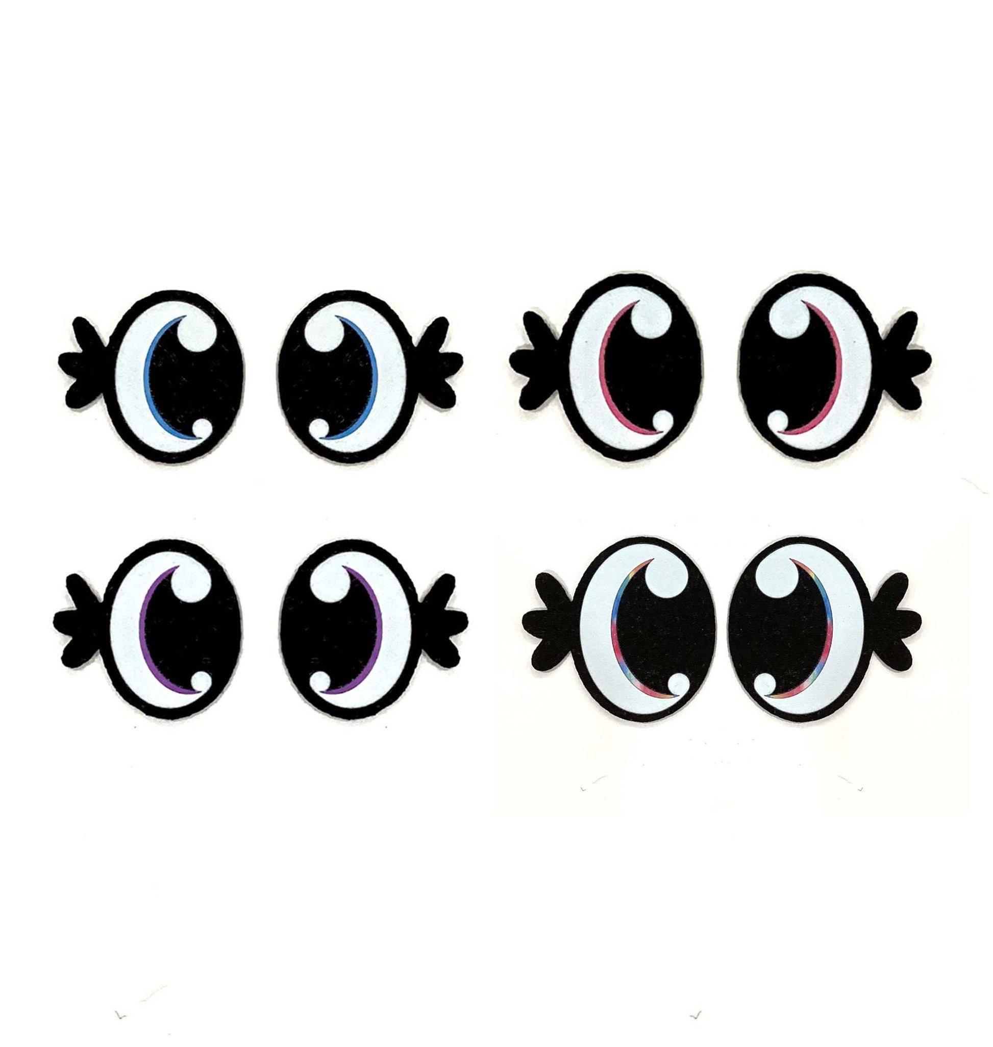 3 Pack of Oval Felt Eyes for Amigurumi, Rainbow, Kawaii, for Crochet Plushie Multiple Sizes Available