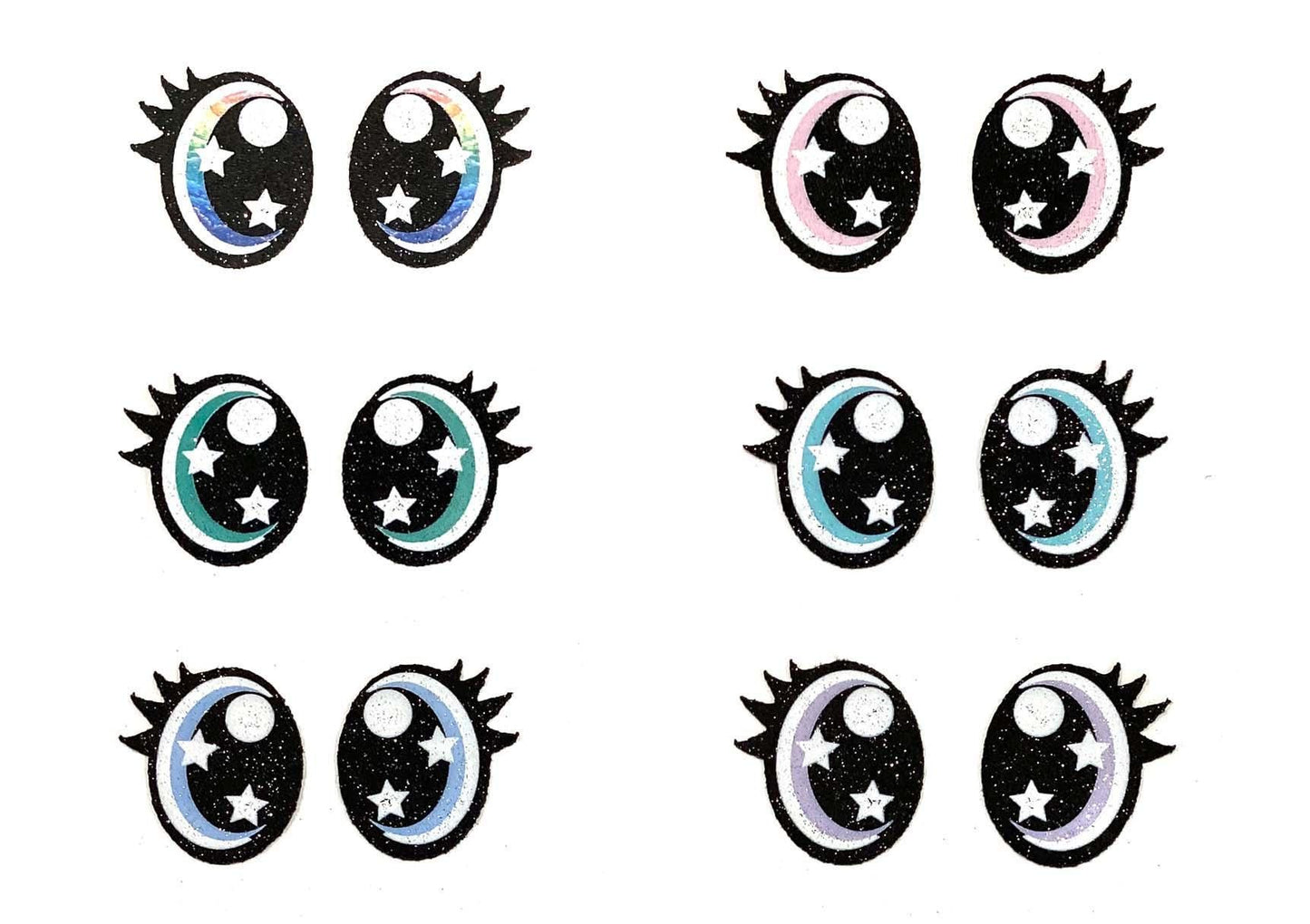 3 Pack Felt Eyes for Amigurumi, Crochet Plushie Eyes in Multiple Sizes, Kawaii Rainbow Glitter for Stuffed Animals Multiple Sizes Available