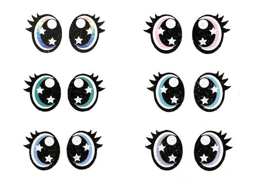 3 Pack Felt Eyes for Amigurumi, Crochet Plushie Eyes in Multiple Sizes, Kawaii Rainbow Glitter for Stuffed Animals Multiple Sizes Available
