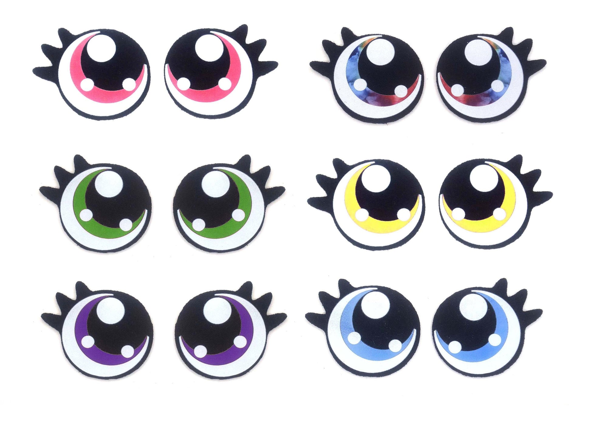 3 Pack of Round Felt Eyes for Amigurumi with Lashes, Multiple Sizes Available