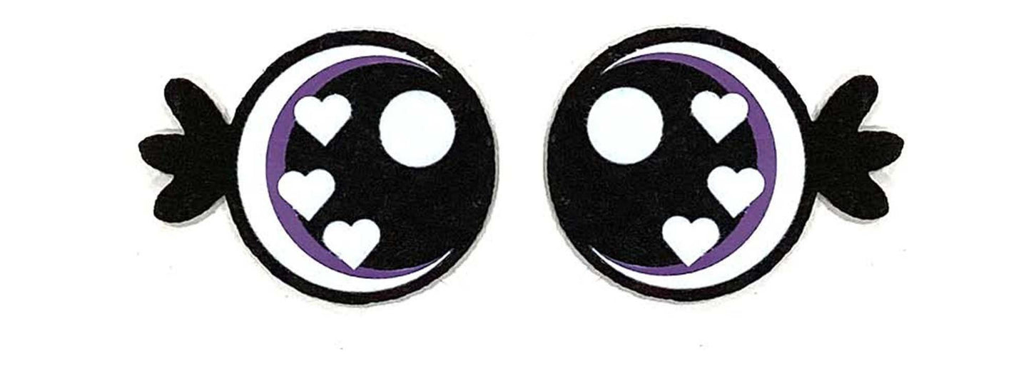 3 Pack of Round Felt Eyes for Amigurumi with Lashes, Hearts, Multiple Sizes Available