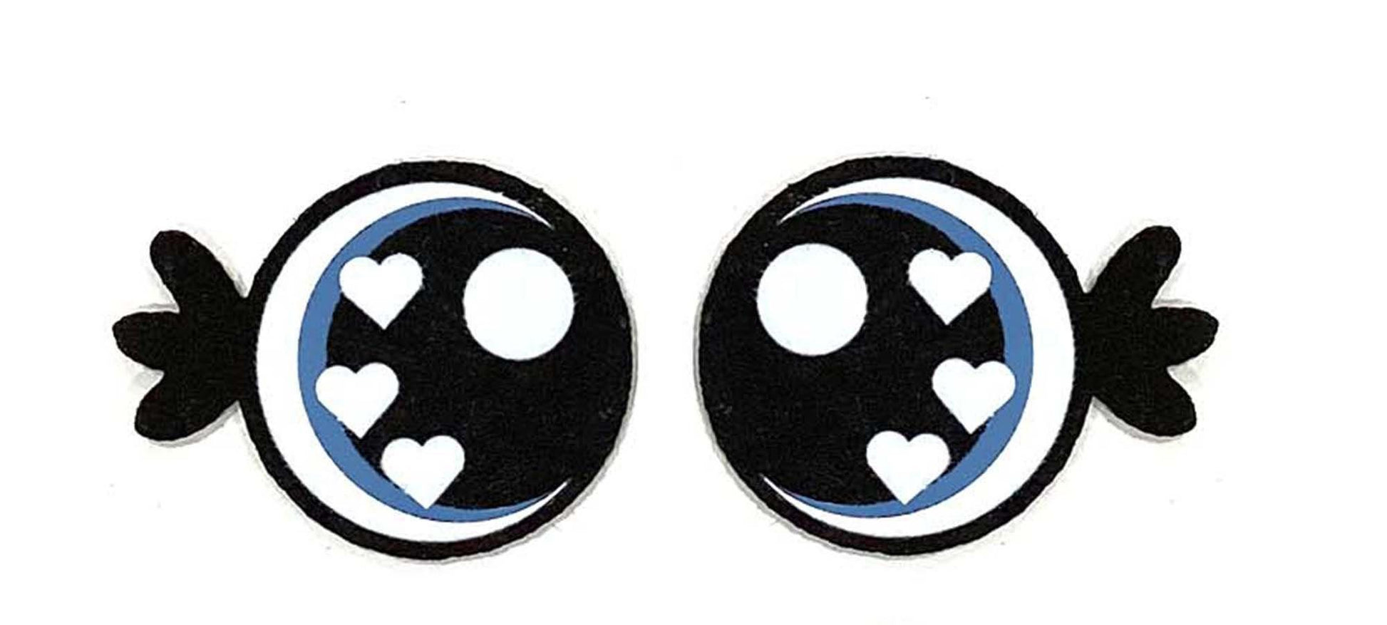 3 Pack of Round Felt Eyes for Amigurumi with Lashes, Hearts, Multiple Sizes Available
