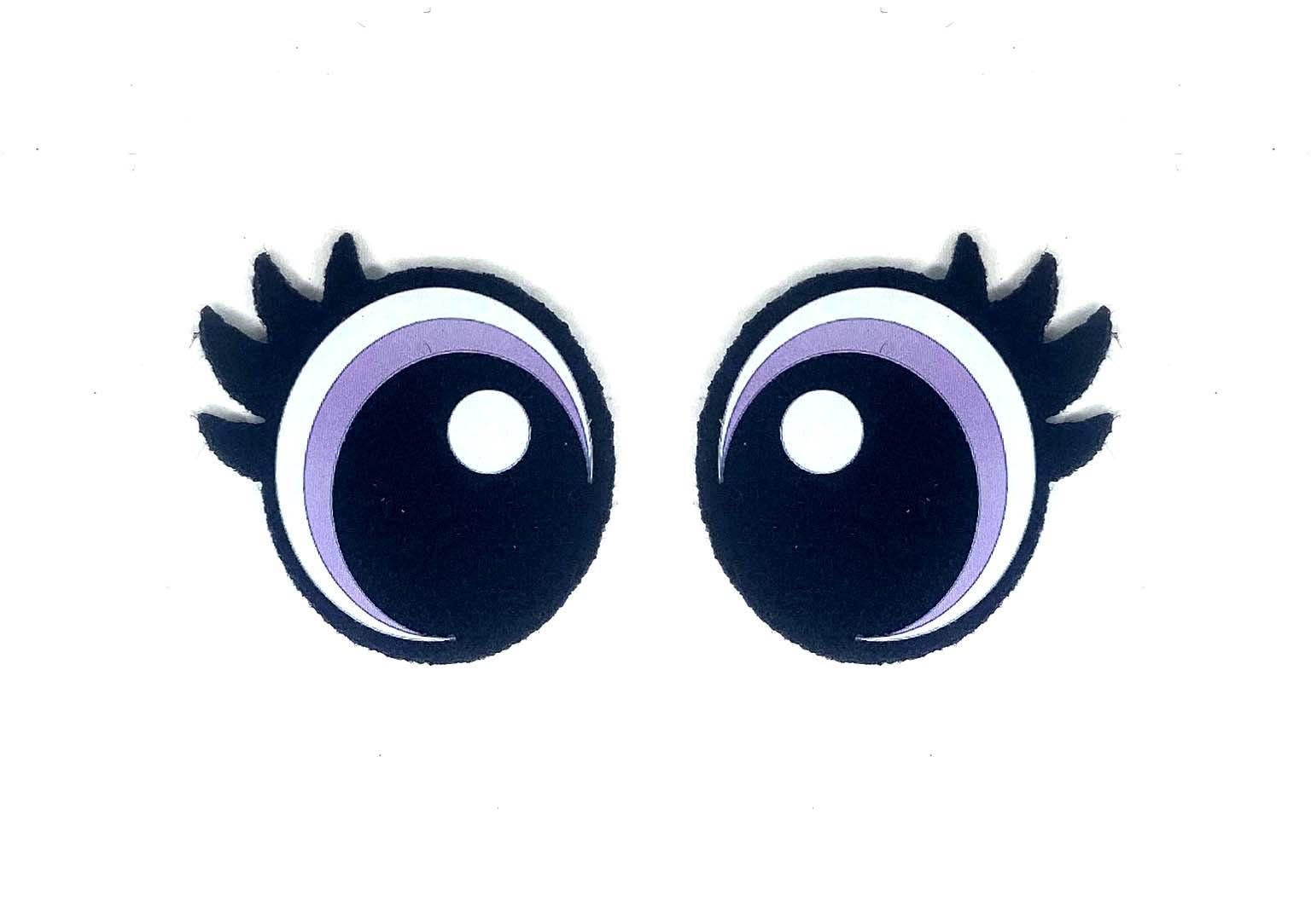 3 Pack of Round Felt Eyes for Amigurumi with Lashes, Multiple Sizes Available