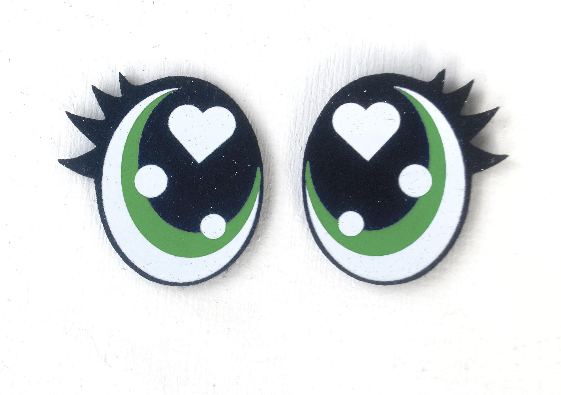 3 Pack of Oval Glitter Felt Eyes for Amigurumi, with Lashes, Multiple Sizes Available